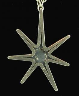 VINTAGE STERLING SILVER HEAVY BLACKENED STAR NECKLACE MEXICO HEAVY 