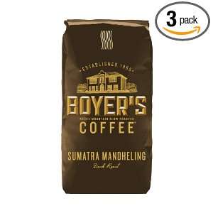 Boyers Coffee Sumatra Mandheling, 12 Ounce Bags (Pack of 3):  