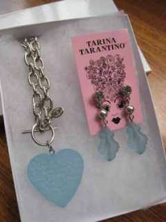 Tarina Tarantino Baroque Blue Heart Necklace + Earring  