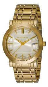   Gold Plated Stainless Steel Gold Dial Watch: Burberry: Watches