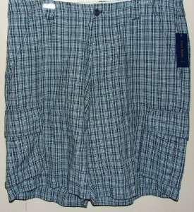 Mens Club Room Blue Plaid Cotton/Linen Shorts 38 NWT  