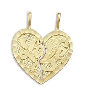  Love Breakable Heart Charm 14k Yellow Gold Pendant: Jewel 