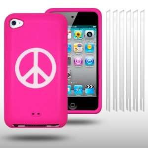  IPOD TOUCH 4 PEACE SIGN LASER ENGRAVED SILICONE SKIN CASE 