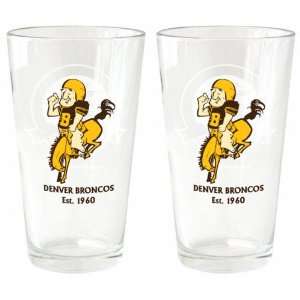 Denver Broncos AFL 50th Vintage Pint Glass Set:  Kitchen 
