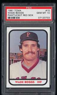 1981 TCMA Pawtucket Red Sox Wade Boggs ROOKIE RC #15 PSA 10 GEM MINT 