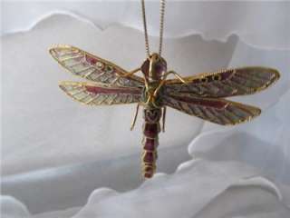 Estate Vintage Dragonfly Pendant Necklace  