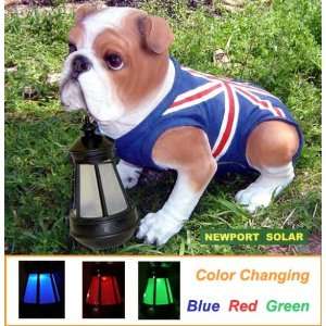  Solar British Bull Dog Lantern 3LEDs Changing Colors 