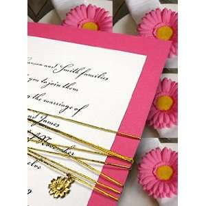  Wedding Invitations Kit: Berry Pink with Gold Cord and 