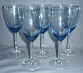 SAPPHIRE BLUE CRYSTAL WINE GLASSES TALL VINTAGE BARWARE  