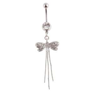  Dangle Dragonfly Belly Ring with Crystals Jewelry