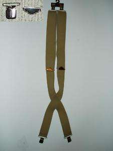 Khaki Tan Elastic Braces Suspender 2 Inch Wide Work NEW  
