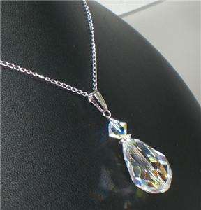   Teardrop Sterling Silver Pendant Necklace Made With Swarovski Elements
