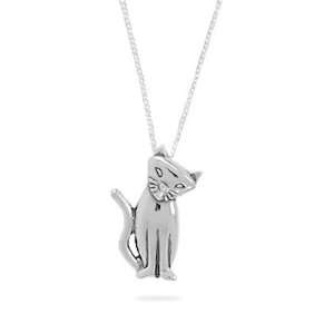  18 Inch Cat with Tilted Head Pendant Necklace Jewelry