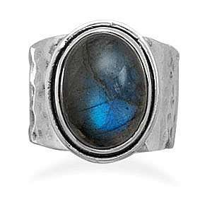  Sterling Silver Oval Labradorite Ring   Size 9: West Coast 