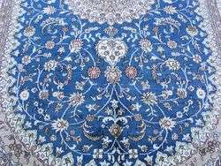 SUPREME QUALITY NEW BEAUTIFUL FINE BLUE SILK PERSIAN ISFAHAN QUM RUG 5 