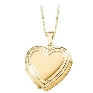   Gold 15.75 x 17.25 MM Heart Locket with Chain Katarina Jewelry