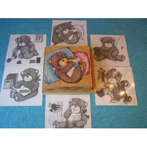  Wooden Cube Blocks Puzzle    6 Teddy Bear: Toys & Games