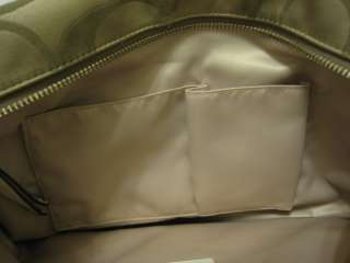 NWT Coach Signature Sateen Brooke Light Khaki White Tote Bag Handbag 