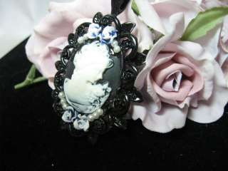 VICTORIAN CAMEO BROOCH W/PEARLS & AB CRYSTALS 3 STYLES  