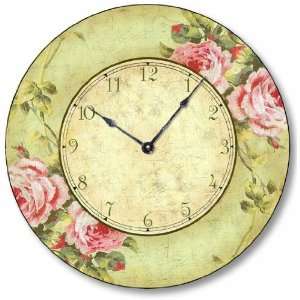 Item C2012 Vintage Shabby Chic Style 10.5 Inch Pink Rose Clock  