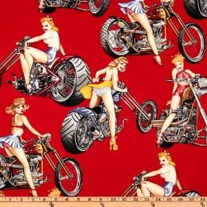  44 Wide Pin Ups Hot Wheels Red Fabric By The Yard: Arts 