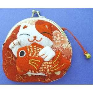  Japanese Maneki Neko Lucky Cat Coin Purse Bag #22408 1 