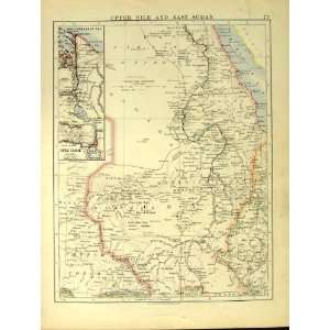  1912 Map Nile East Sudan Suez Canal Abyssinia Red Sea 