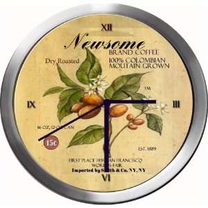  NEWSOME 14 Inch Coffee Metal Clock Quartz Movement 