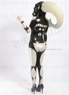 Latex/Rubber 0.45mm Inflatable Horn Bull Catsuit gas mask suit 