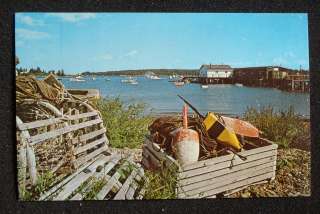 1960s Lobster Traps and Buoys Harbor Owls Head ME Knox Co Postcard 