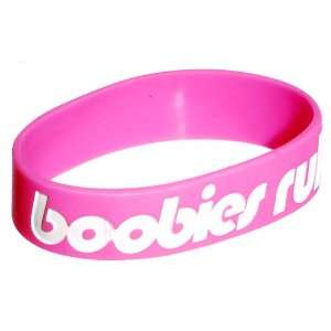   Pink White Boobies Rule Awareness for Breast Cancer Bracelet: Jewelry