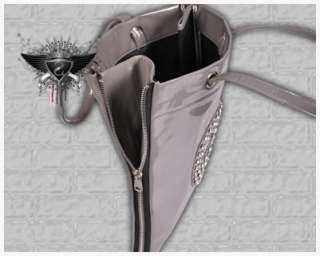 P091 Rhinestone Shimmer handy Zip trendy Leather luxury Shoulder Bag 