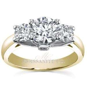 25c Round Moissanite 3 Stone Designer Engagement Ring  