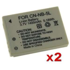    5L NB5L 2 Pack Batteries for Canon SD700 SD800 SD900