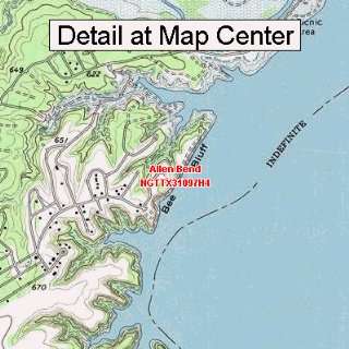   Topographic Quadrangle Map   Allen Bend, Texas (Folded/Waterproof