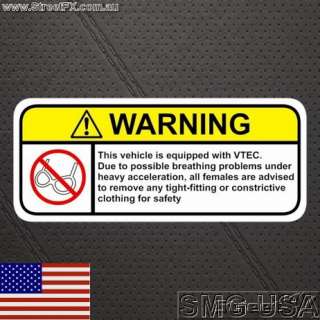 Honda VTEC Warning Sticker for Civic Accord Integra NSX  