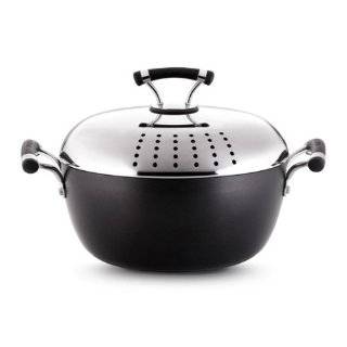   Contempo Hard Anodized Nonstick 5.5 Quart Covered Straining Casserole