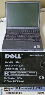 DELL LATITUDE C510/C610 14 LAPTOP COMPUTER PIII 1.2GHZ, 256KB RAM 