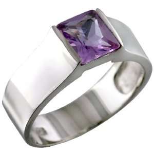  Baguette Cut Lavender Cz Promise Ring: Pugster: Jewelry