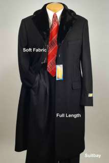 44L Suit STEVE HARVEY Black Wool Blend Topcoat 4 Button 44 Long   T24 