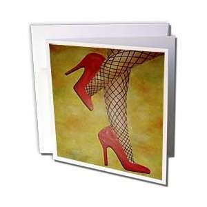   nylons, red shoes, stockings, woman, festive   Greeting Cards 6