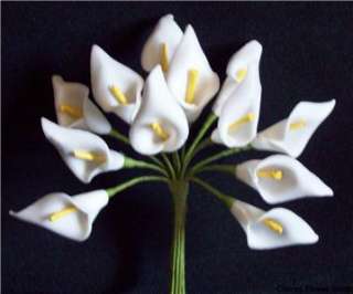 72 MINI WHITE CALLA LILLIES WEDDING/ARTIFICIAL FLOWERS  