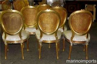 Lg. French Gilt Cane Caned Louis XVI Dining Chairs  