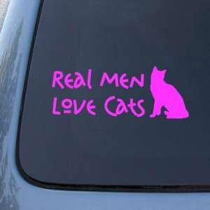 REAL MEN LOVE CATS   Cat Vinyl Car Decal Sticker #1549  Vinyl Color 