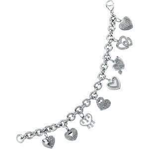  Sterling Silver & Cubic Zirconia Heart Bracelet 65358 