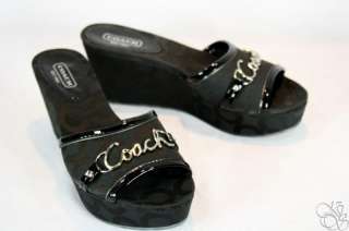 COACH Carissa 12C Op Art Black Wedge Heels Shoes  