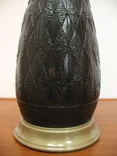 Vintage Abstract Stylized Black Pineapple Lamp Mid Century Modern 