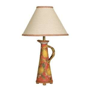  Wood Toned Column with Red Fabric Shade: Home Improvement