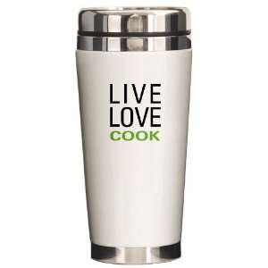  Live Love Cook Food Ceramic Travel Mug by CafePress 
