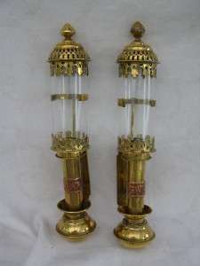Pair Brass Train Carriage GWR lanterns Candle Holder Lamps 